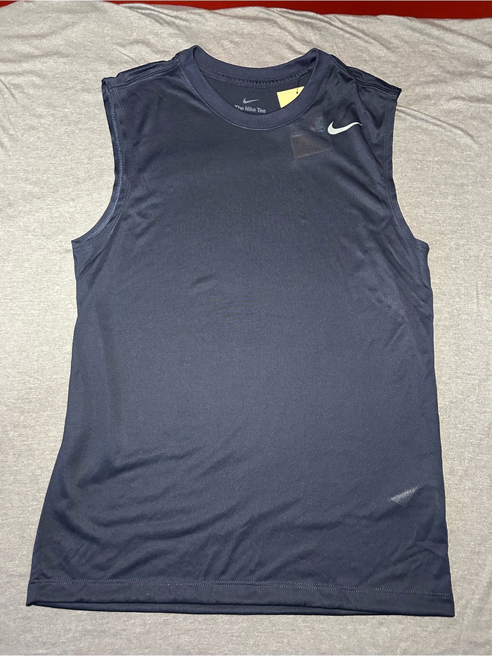 Nike Men’s Navy Sleeveless Training Tank with White Swoosh